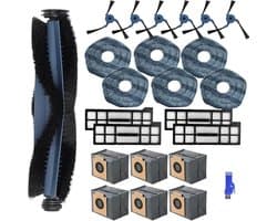 Geschik voor Eufy X10 Pro Omni Robotstofzuiger Vervangende Onderdelen, 24-delige vervangende onderdelen, inclusief 6 stofzakken, 1 hoofdborstel, 4 filters, 6 dweilen, 6 zijborstels, 1 borstel