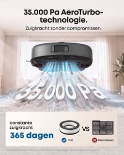Anker eufy C30 Stofzuiger- en Dweilrobot, 35.000 Pa Zuigkracht AeroTurbo™ multicycloonfiltratie, MopMaster™ 2.0, anti-klitborstel, Alles-in-één-station, iPath™ 2.0 lasernavigatie — thumbnail 5