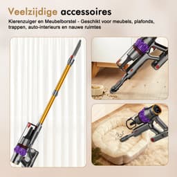 Hiaonyx steelstofzuiger - 9-in-1 steelstofzuiger draadloos - 75000pa - Met dierenborstel - LED Groene Stofdetectielamp - Geschikt voor Tapijten - Harde Vloeren en Dierenharen - 1.8-liter stofopvangbox - Goudkleurig — thumbnail 3