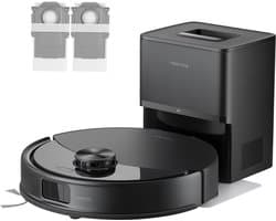 Roborock Q10 S5+ Set Robotstofzuiger en Dweil met Zelflediging-Zuigkracht van 10000 Pa-Vibrerende dweilpads-Handsfree Reinigen tot 7 Weken-Dubbel Anti-klitontwerp-Automatisch dweilen-Obstakelvermijding-Zwart-S8 Plus Upgrade-2 stofzakken