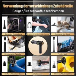 Handstofzuiger draadloos– Auto stofzuiger – Oplaadbare, draagbare - Kruimeldief- Krachtige elektrische stofblazer voor auto, keuken, pc en bank - Zwart — thumbnail 4