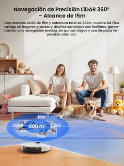 Lefant M2L PLUS robotstofzuiger en dweil met zelfledigingsfunctie – zuigkracht van 6000 Pa – ideaal voor dierenharen – laad- en ledigingsstation – LiDAR-navigatie – 2 extra stofzuigerzakken – bediening via app — thumbnail 5