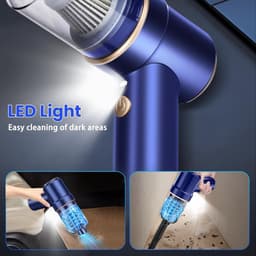 Mini-Handstofzuiger - Blauw - Draadloos - 15.000 PA - Voor Auto en Huis — thumbnail 4