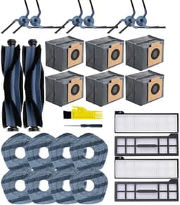 casalora® - stofzuigeraccessoires - Vervangende accessoires geschikt voor de Eufy X10 Pro Omni robotstofzuiger - 28-delige set - 2 hoofdborstels, 6 zijborstels, 4 HEPA-filters, 6 stofzakken, 8 dweilpads - Stofzuigerzakken — thumbnail 1