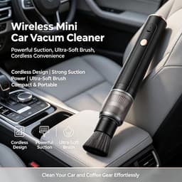 KZQ Koffiemolenreiniger – Draadloze mini-stofzuiger voor koffiepoeder – Draagbaar hulpmiddel voor het verwijderen van koffieresten – Geschikt voor auto, huis en kantoor – Draagbare reiniger voor espressomolens (Zwart) — thumbnail 2