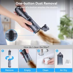 SnelShoppen - Handstofzuiger Accu 16000 Pa Draadloos 4-in-1 Mini Stofzuiger Met 8 Verwisselbare Sproeiers Voor Auto Woning Keuken Bekleding Voegen — thumbnail 5