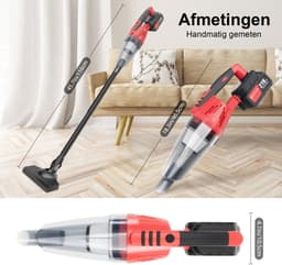 Draadloze handstofzuiger 5500PA zuigkracht, stofzuiger voor auto en thuis, met LED-verlichting en meerdere opzetstukken, rood — thumbnail 5