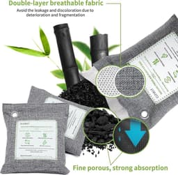 Bamboo Charcoal Air Purifying Bags - Large 4×200g - Removes Odors and Moisture - Nature Fresh Air Purifier Bags - Odor Eliminator for Home Car Pets - Bathroom Basement — thumbnail 3