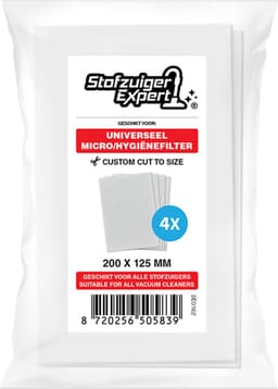 4x Universeel Micro / Hygiëne filter voor alle Stofzuigers - 4 stuks 200x125mm Kwaliteit Uitblaasfilter - O.a. geschikt voor Miele, Siemens, Philips, Bosch, Siemens, AEG, Electrolux etc. — thumbnail 2