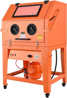 Zandstraalcabine - Stalen Zandstraalunit op Wielen - Capaciteit 926 L - Straalmiddelreservoir 121 L - Stofafzuiging 1,6 pk - Voor Grote Onderdelen — thumbnail 1