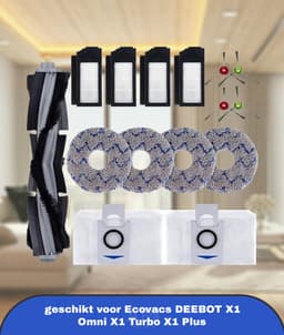 15 stuks accessoireset geschikt voor Ecovacs DEEBOT X1 Omni X1 Turbo X1 Plus stofzuigerrobot, hoofdborstel, zijborstel, filter bodemzak voor stofzuiger, borstel, wisdoek, reserveonderdelen — thumbnail 1