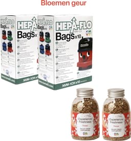 Numatic - 2x Stofzuigerzakken + 2x Geurkorrels (bloemen geur) - Hepa flo bags - Voor Henry/Hetty - NVM 1CH X10 - COMBIDEAL — thumbnail 1