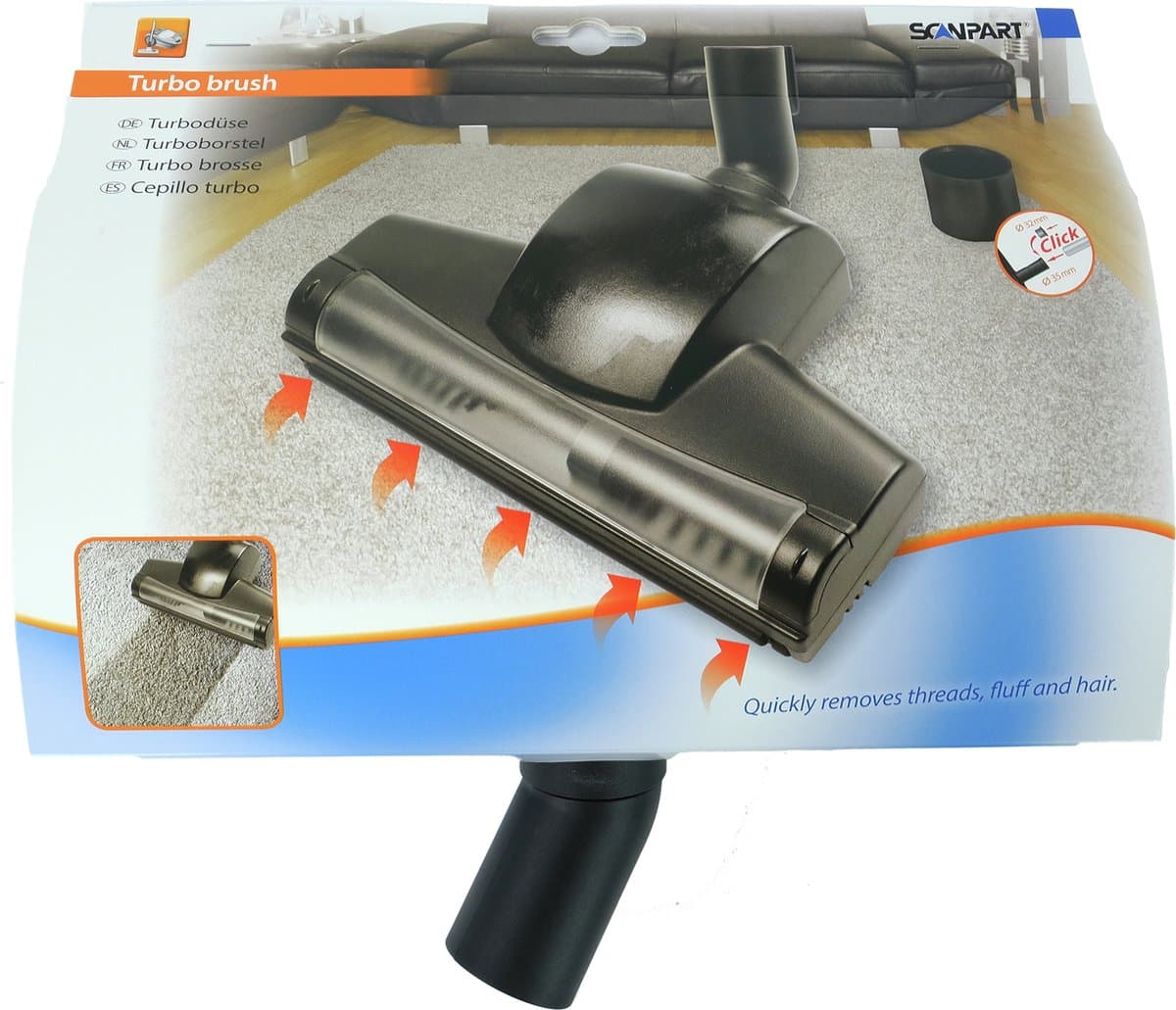 Scanpart turboborstel voor stofzuiger 32 en 35 mm - Geschikt voor AEG Bosch Electrolux Miele Moulinex Nilfisk Panasonic Philips Rowenta Siemens - Universeel — afbeelding 1