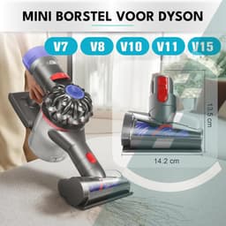 ZENC® Anti Klit Borstel Geschikt Voor Dyson Steelstofzuiger V15, V11, V10, V8 & V7 - Mini Turbo Zuigmond - Matrasborstel - Opzetstuk - Stofzuigermondstuk - Mondstuk - Stofzuigeraccessoires - Grijs — thumbnail 3