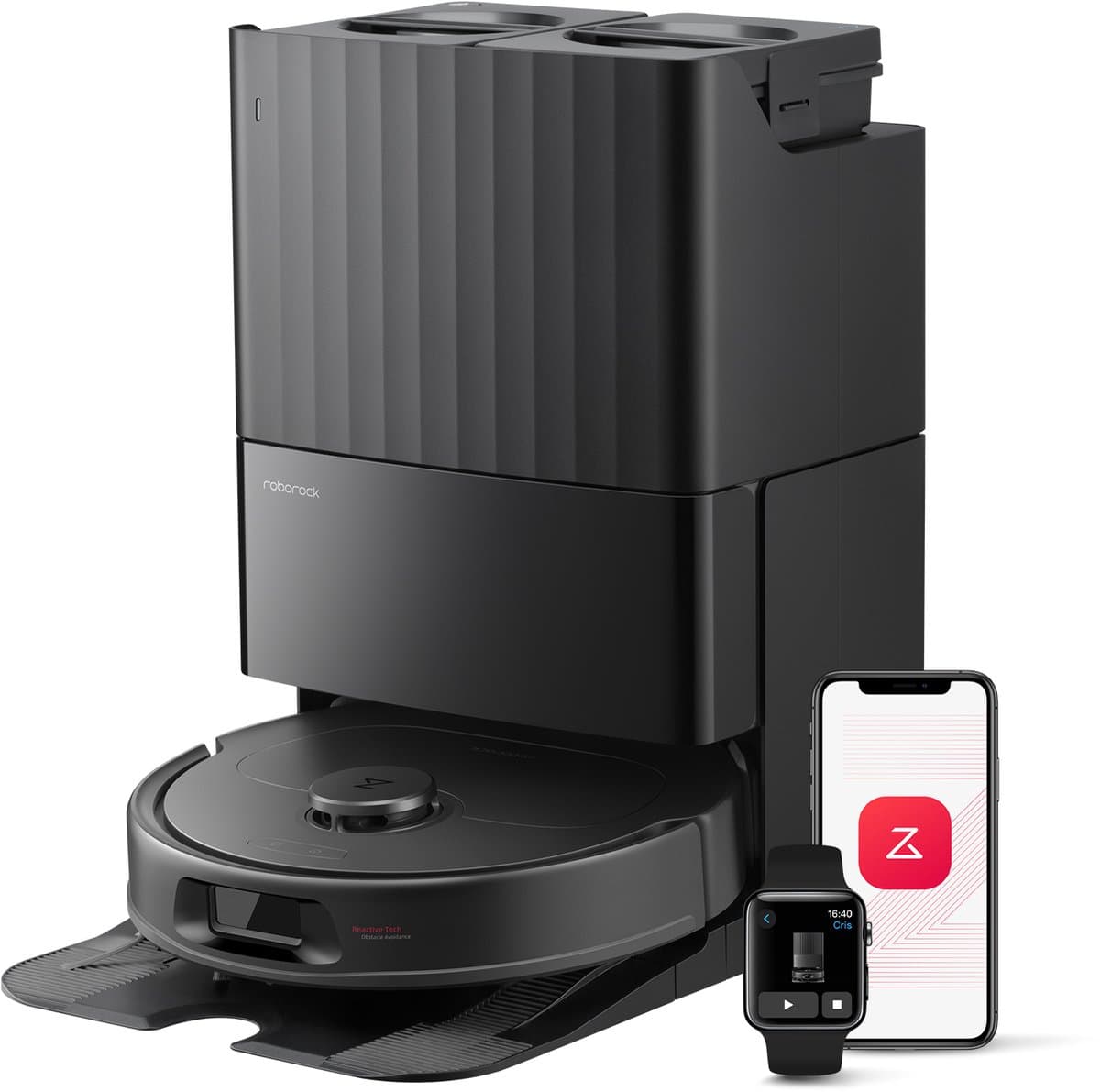 Roborock QV 35S Robotstofzuiger– 10000 Pa zuigkracht– Dubbele anti-klitborstels– Slimme obstakelvermijding– Dubbele opklapbare– Draaiende dweilen– Automatisch dweilen– Zelfdrogend– Zwart–Qrevo plus Upgrade — afbeelding 1