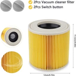 2 Filters Geschikt Voor KäRcher Wd3 Wd2 Wd1 En A Series - Cartridgefilter - Patroonfilter - Geschikt Voor KäRcher Accessoires - Voor Mensen Met Allergie Voor Fijnstof / Geuren - Vervanging van origineel 6.414-552.0 - Herbruikbaar - Hoge kwaliteit — thumbnail 2