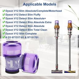Geschikt voor Dyson V12 Detect Slim Absolute 3 HEPA-filters, vervangingsfilteraccessoires Geschikt voor Dyson V12 stofzuigers, wasbaar. — thumbnail 2