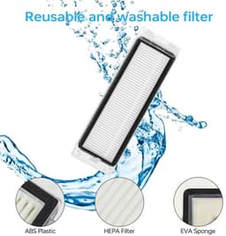 Geschikte accessoires geschikt voor de QV35A/QV35S steenveger: hoofdborstel, filter, HEPA-stofzak, dweil. — thumbnail 4