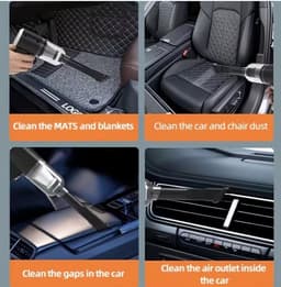 Draagbare Mini Stofzuiger – 3000PA Krachtige Zuigkracht – Compact & Snoerloos – Met Borstelopzetstukken – Voor Auto en Thuis — thumbnail 3