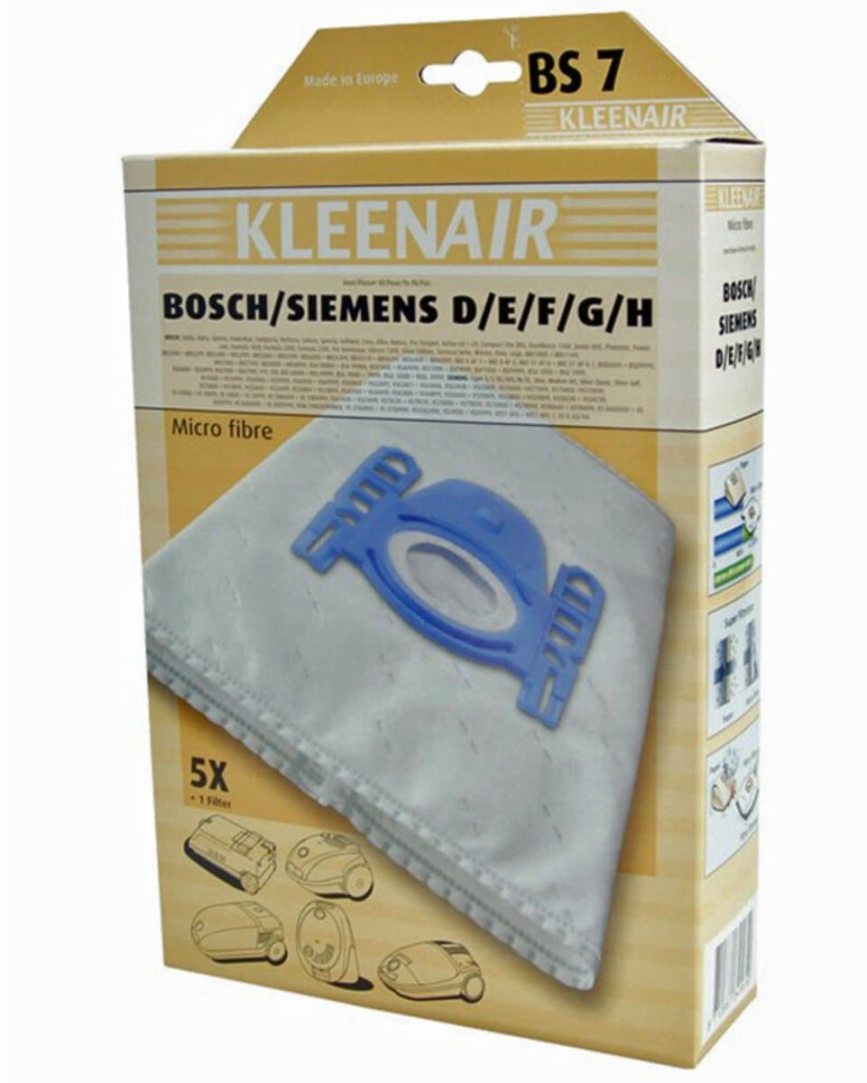 3x Kleenair Stofzuigerzakken Bosch en Siemens Bs-7 5 stuks — afbeelding 1