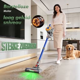Fukstern Steelstofzuiger Draadloos - 38KPa krachtige zuigkracht - Tot 60 Min Accuduur - 4-voudig HEPA-Filtersysteem - 1,6L Stofreservoir - Anti-Klit Vloerborstel draadloze steelstofzuiger - blauw — thumbnail 2