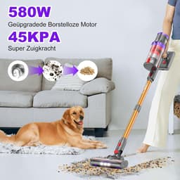 Steelstofzuiger Stofzuiger Draadloos 580W/45Kpa/75Min, LED-display, 1.3 L Vacuum Cleaner Anti-klit, Steelstofzuiger Draadloos voor Dierenhaar, Tapijt en Harde Vloeren — thumbnail 5