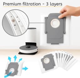 12 stuks Stofzuigerzakken geschikt voor Roborock Q5+, Q5 pro + , Q7+ en Q7 Max+, S7 MaxV Ultra, S7 Pro Ultra, Q8+ max en pro, S8+ S8 Pro Ultra stofzakken zakken zuigstation — thumbnail 2