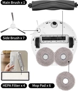 Accessoireset geschikt voor Dreame L10s Ultra/L10 Ultra robotstofzuiger. Bevat: 1 hoofdborstel, 7 zijborstels, 4 filters, 6 dweilpads, 4 stofzakken en 1 reinigingsborstel. — thumbnail 2