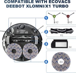 Geschikt voor Vervangende onderdelen voor ECOVACS DEEBOT X1 OMNI Turbo T10 robotstofzuiger - Reserve-accessoireset inclusief 1 hoofdborstel, 4 zijborstels, 4 filters, 4 dweilen, 2 D-pads, UST-zak — thumbnail 2