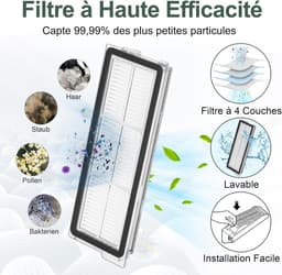 Accessoires voor vegers - Accessoireset - Compatibel met accessoires voor de Roborock Qrevo S/P10 pro/Qrevo Plus vegers - Inclusief 2 hoofdborstels, 6 stofzakken, 4 dweilen, 4 filters en 4 zwarte zijborstels — thumbnail 4