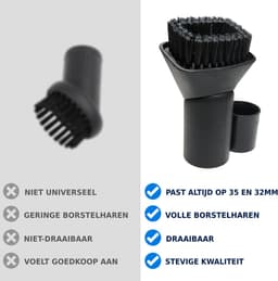 Dparts stofzuiger plumeau universeel - borstel met nylonhaar - 32mm + 35mm - stofzuiger mondstuk, accessoires, opzetborstel, hulpstuk, zuigmond - geschikt voor Miele, Bosch, Siemens, Philips, Nilfisk, AEG, Inventum, Bestron, Karcher, Numatic — thumbnail 2