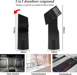 stofzuiger hulpstukken set - 6-delig - meubelborstel - spleetzuigmond - stofzuigermond - stofzuigermondstuk - stofzuigervoet - Binnendiameter van de interface 32mm/35mm — thumbnail 5