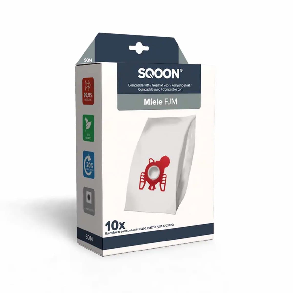 SQOON® (SQ14) Stofzuigerzakken geschikt voor Miele FJM - Gelijk aan model: 9917710 - High Filtration, perfecte pasvorm voor Miele-stofzuigers — afbeelding 1