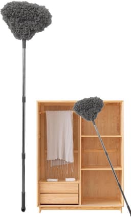 Ventilator Duster - Reinigingsgereedschap - Plafond Reinigen - Uitschuifbare Stang - 44 x 23 cm - Grijs — thumbnail 1