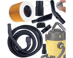 Rosfix Stofzuigerslang Set - 4 m Slang en Wasbaar Motorfilter - Ø12,3/Ø8x11,5cm Polyester