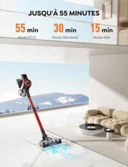 Draadloze Stofzuiger - Elektrische Bezem - Huishouden Schoonmaken - Automatische Modus - 15 Liter - Rood — thumbnail 3