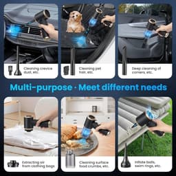Draadloze Kruimeldief - Handstofzuiger Krachtig - Auto Huis Reinigen - 15000 Pa Zuigkracht - 25 Minuten Gebruik - Zwart — thumbnail 2