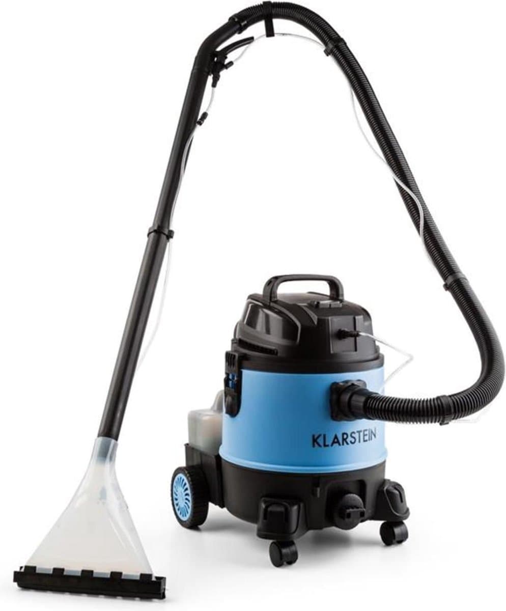 Klarstein Reinraum 2G Nass /Trockensauger Staubsauger Teppichreiniger Shampooreinigung, stabiler 20 Liter Tank, 1250 Watt Saugleistung, Abschaltautomatik, Viel Zubehör, schwarz blau – geschikt voor thuisfitness en sportschoolgebruik, duurzame constru — afbeelding 1