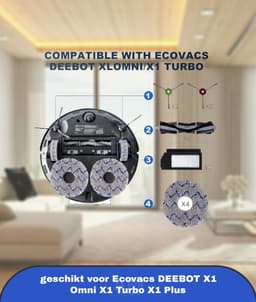 15 stuks accessoireset geschikt voor Ecovacs DEEBOT X1 Omni X1 Turbo X1 Plus stofzuigerrobot, hoofdborstel, zijborstel, filter bodemzak voor stofzuiger, borstel, wisdoek, reserveonderdelen — thumbnail 5