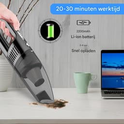 Kruimeldief - Kruimelzuiger snoerloos - Handstofzuiger met 4 opzetstukken - met 4 HEPA filters - Handstofzuiger Draadloos - Nat & Droog – Lichtgewicht Kruimelzuiger - Zwart — thumbnail 3
