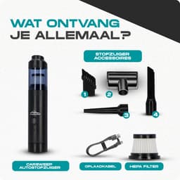 Carsweep® Auto stofzuiger V1 - Handstofzuiger - Auto Stofzuiger draadloos - Air Duster - Kleine Stofzuiger - Kruimelzuiger - Geschikt voor in de auto en in huis — thumbnail 2