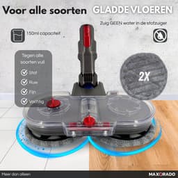 Maxorado 2-in-1 Vloermop geschikt voor Dyson V7 / V8 / V10 / V11 / V15 – Inclusief 2 Pads - Dweilmondstuk - Vloerreiniger - Stofzuigermondstuk — thumbnail 2