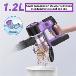 SteeFly® Draadloze Steelstofzuiger - 30kpa - 350W - 6 Opzetstukken - Opvouwbare Zakloze Stofzuiger - Perfect Voor Dierenhaar — thumbnail 3