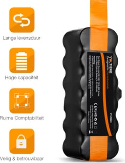 Voltière 14.4V 4500 mAh Pro Batterij Geschikt voor iRobot Roomba 500, 600, 700 & 800 Series - Vervangende Accu 14.4V 4500 mAh Geschikt voor Automatische Roomba Stofzuigers — thumbnail 3