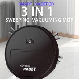 THEROB Smart robot stofzuiger met borstels en Veegdoek. 3 in 1.Zuigen, vegen en dweilen ZWART — thumbnail 2