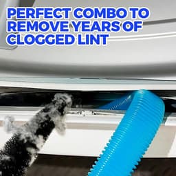 Daity 2 -Pack delige reinigingsset voor wasdroger-afvoer: stofzuigeropzetstuk en flexibele pluizenborstel – blauw — thumbnail 3