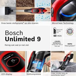 Bosch - Unlimited 9 - BBS931PET - Steelstofzuiger - Rood — thumbnail 4