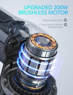 Draadloze Stofzuiger 4 in 1 met 23000PA Zuigkracht en LED Verlichting - 200W Lichtgewicht Handstofzuiger voor Harde Vloeren en Tapijt — thumbnail 4