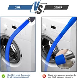 2-delige drogerventilatiereinigingsset, compatibel met alle stofzuigers, drogerpluizenborstel en stofzuigerslang, snelle pluizenverwijderaar, donkerblauw — thumbnail 4