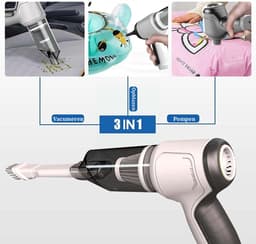 3-in-1 Oplaadbare Handstofzuiger - Droog & Wet Opzuigen + Blaasfunctie, 2000mAh Langdurige Batterij, Compatibel met Auto en Huis — thumbnail 2